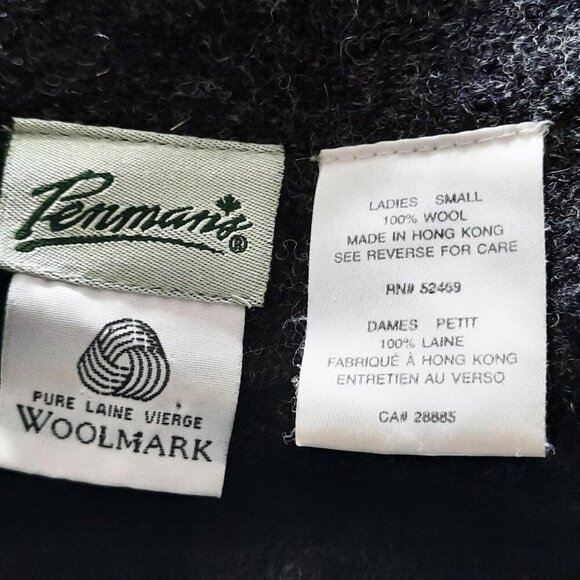 Vintage Charcoal Grey Sweater Jacket Pure Wool Penman's Woolmark Hong Kong Small - Picture 3 of 3